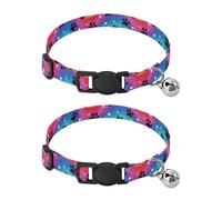 JUMBEAR colorful Animal Paw Prints Dog Collar With Bell 2-Pack,Soft Adjustable Puppy Collar Pet Collars for Small Medium Dogs and Cats