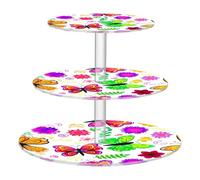 JUMBEAR Colorful Butterflies Cupcake Stand,3-Tier Acrylic Cupcake Display Stand Dessert Tower Pastry Stand Premium Cupcake Holder for Baby Shower Wedding Birthday Party