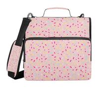 JUMBEAR Colorful Candies Sprinkled on Ice Cream Zipper Binder with Shoulder Strap- 1.5 Inch O-Rings -Expanding File Folder - Multiple Pockets - 600 Sheet Capacity