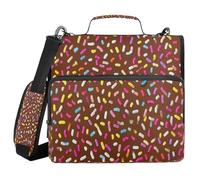 JUMBEAR Colorful Candies Sprinkled on Ice Cream Zipper Binder with Shoulder Strap- 1.5 Inch O-Rings -Expanding File Folder - Multiple Pockets - 600 Sheet Capacity