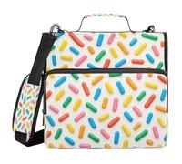 JUMBEAR Colorful Candies Sprinkled on Ice Cream Zipper Binder with Shoulder Strap- 1.5 Inch O-Rings -Expanding File Folder - Multiple Pockets - 600 Sheet Capacity