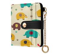 JUMBEAR Colorful Cartoon Elephant Purses for Women,RFID Blocking PU Leather Wallet for Women,Zipper Coin Purse with Multiple Card Slots and Roomy Compartment