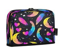 JUMBEAR Colorful Crescent Moons Pencil Case,Large Capacity Pen Case Bag Pouch Holder Stationery Desk Organizer Cosmetic Bag with Zipper for School Office Travel