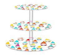 JUMBEAR Colorful Gnomes Cupcake Stand,3-Tier Acrylic Cupcake Display Stand Dessert Tower Pastry Stand Premium Cupcake Holder for Baby Shower Wedding Birthday Party