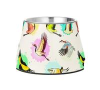 JUMBEAR Colorful Red Crowned Crane Dog Bowls,Stainless Steel Cat Bowls,Pet Supplies Great for Dog & Cat Water And Food-Detachable
