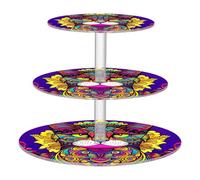 JUMBEAR Colorful Retro Tribal Cat Cupcake Stand,3-Tier Acrylic Cupcake Display Stand Dessert Tower Pastry Stand Premium Cupcake Holder for Baby Shower Wedding Birthday Party