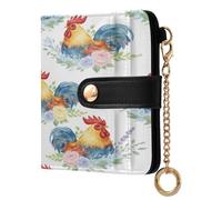JUMBEAR Colorful Rooster Purses for Women,RFID Blocking PU Leather Wallet for Women,Zipper Coin Purse with Multiple Card Slots and Roomy Compartment