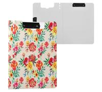 JUMBEAR Colorful Watercolor Floral Clipboard A4 with Double Clips,Foldover Clip Board with Cover,Lightweight Personal Organiser Suitable forfor Hospital Office School Business Classroom Supplies