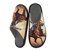 JUMBEAR Cowboy on Horseback Memory Foam Slippers Slip on Anti-Skid Sole Bedroom House Slippers of Women Men-25