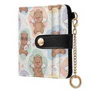 JUMBEAR Cute Angel Bears Purses for Women,RFID Blocking PU Leather Wallet for Women,Zipper Coin Purse with Multiple Card Slots and Roomy Compartment