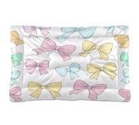 JUMBEAR Cute Bow Tie Pet Bed,Non Slip Bottom Dog Crate Mattress Cat Dog Mat,Soft Comfortable Pet Cat Beds for Cats and Dogs Sleeping 24x18in