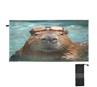 JUMBEAR Cute Capybara Swimming Beach Towel,Large Microfibre towel - Lightweight, Compact and Super Absorbent - Sand Free Quick Dry Towel, Travel Towel 31x71in