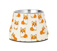 JUMBEAR Cute Cartoon Corgi Dogs Dog Bowls,Stainless Steel Cat Bowls,Pet Supplies Great for Dog & Cat Water And Food-Detachable