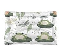 JUMBEAR Cute Cartoon Frogs Pet Bed,Non Slip Bottom Dog Crate Mattress Cat Dog Mat,Soft Comfortable Pet Cat Beds for Cats and Dogs Sleeping 24x18in
