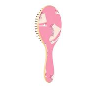 JUMBEAR Cute Cartoon Ice Skates Hair Brush,Massaging Scalp Wooden Bamboo Paddle Hairbrush for All Hairstyles,Reducing Tangle & Hair Breakage, Promoting Hair Growth