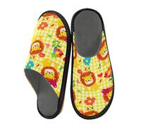 JUMBEAR Cute Cartoon Lions Memory Foam Slippers Slip on Anti-Skid Sole Bedroom House Slippers of Women Men-30