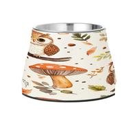 JUMBEAR Cute Cartoon Owls and Mushrooms Anti slip Dog Bowls,Stainless Steel Cat Bowls,Cute Pet Bowls for Medium/Small Size Dogs