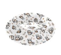 JUMBEAR Cute Cartoon Raccoon Calming Dog Cat Donut Bed -Plush Puppy Kitten Cuddler Round Bed, Warm and Soft Pet Beds with Non-Slip Bottom and Washable-M