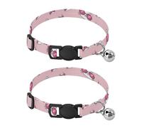JUMBEAR Cute Cat Wearing Glasses Dog Collar With Bell 2-Pack,Soft Adjustable Puppy Collar Pet Collars for Small Medium Dogs and Cats