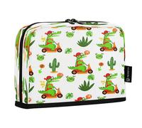 JUMBEAR Cute Dinosaur Riding A Small Car Pencil Case,Large Capacity Pen Case Bag Pouch Holder Stationery Desk Organizer Cosmetic Bag with Zipper for School Office Travel