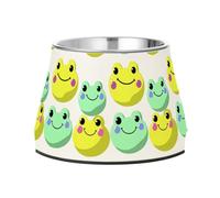 JUMBEAR Cute Frog Faces Dog Bowls,Stainless Steel Cat Bowls,Pet Supplies Great for Dog & Cat Water And Food-Detachable