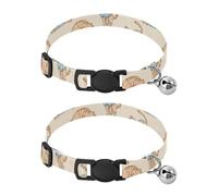 JUMBEAR Cute Little Cat Dog Collar With Bell 2-Pack,Soft Adjustable Puppy Collar Pet Collars for Small Medium Dogs and Cats