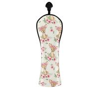 JUMBEAR Cute Little Deer with Flowers Golf Club Head Cover for Driver/Fairway Woods/Hybrid,1Pack PU Leather Golf Headcover with Number Tag