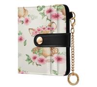 JUMBEAR Cute Little Deer with Flowers Purses for Women,RFID Blocking PU Leather Wallet for Women,Zipper Coin Purse with Multiple Card Slots and Roomy Compartment