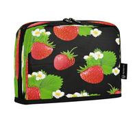 JUMBEAR Cute Little Flowers and Strawberries Pencil Case,Large Capacity Pen Case Bag Pouch Holder Stationery Desk Organizer Cosmetic Bag with Zipper for School Office Travel