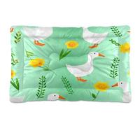 JUMBEAR Cute Little White Duck Pet Bed Mats,Non Slip Bottom Dog Crate Mattress Cat Dog Mat,Soft Comfortable Pet Cat Beds for Cats and Dogs Sleeping 24x18in