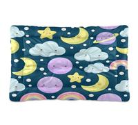 JUMBEAR Cute Moon and Sun Pet Bed Mats,Non Slip Bottom Dog Crate Mattress Cat Dog Mat,Soft Comfortable Pet Cat Beds for Cats and Dogs Sleeping 24x18in