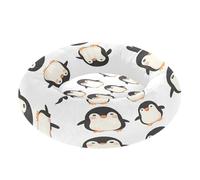 JUMBEAR Cute Penguin Calming Dog Cat Donut Bed -Plush Puppy Kitten Cuddler Round Bed, Warm and Soft Pet Beds with Non-Slip Bottom and Washable-XS