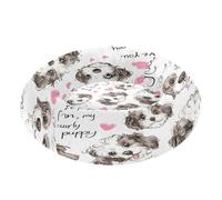 JUMBEAR Cute Puppy Faces Calming Dog Cat Donut Bed -Plush Puppy Kitten Cuddler Round Bed, Warm and Soft Pet Beds with Non-Slip Bottom and Washable-S
