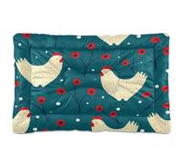 JUMBEAR Cute Rooster and Red Flowers Pet Bed Mats,Non Slip Bottom Dog Crate Mattress Cat Dog Mat,Soft Comfortable Pet Cat Beds for Cats and Dogs Sleeping 24x18in