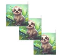 JUMBEAR Cute Sloth Muslin Baby Washcloths 3Pack,Baby Towels,Super Soft and Absorbent Wash Cloths for Newborns, Infants and Toddlers