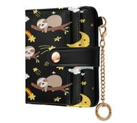 JUMBEAR Cute Sloth Sleeping Purses for Women,RFID Blocking PU Leather Wallet for Women,Zipper Coin Purse with Multiple Card Slots and Roomy Compartment