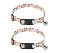 JUMBEAR Cute Squirrels and Mushrooms Dog Collar With Bell 2-Pack,Soft Adjustable Puppy Collar Pet Collars for Small Medium Dogs and Cats