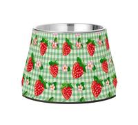 JUMBEAR Cute Strawberries and Flowers Stainless Steel Dog Bowls,Food and Water Non Slip Anti Pet Puppy Dishes for Small, Medium and Large Dogs Cats