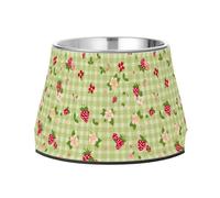 JUMBEAR Cute Strawberries and Flowers Stainless Steel Dog Bowls,Food and Water Non Slip Anti Pet Puppy Dishes for Small, Medium and Large Dogs Cats