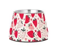 JUMBEAR Cute Strawberries Stainless Steel Dog Bowls,Food and Water Non Slip Anti Pet Puppy Dishes for Small, Medium and Large Dogs Cats