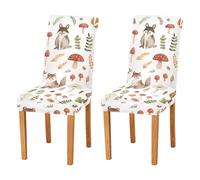 JUMBEAR Cute Woodland Animals Chair Covers for Dining Room 2PCS,Stretch Chair Slipcovers Removable Washable Kitchen Chair Cover Decorative Seat Protector