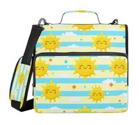 JUMBEAR Cute Yellow Suns Zipper Binder with Shoulder Strap- 1.5 Inch O-Rings -Expanding File Folder - Multiple Pockets - 600 Sheet Capacity