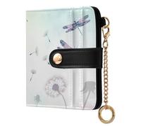 JUMBEAR Dandelion Dragonfly Purses for Women,RFID Blocking PU Leather Wallet for Women,Zipper Coin Purse with Multiple Card Slots and Roomy Compartment