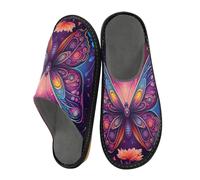 JUMBEAR Dark Style Butterfly Memory Foam Slippers Slip on Anti-Skid Sole Bedroom House Slippers of Women Men-26