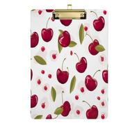 JUMBEAR Delicious Cherries Clipboards, 12.5" x 9"inch, A4 Standard Letter Size Hard Clipboard with Metal Clip, Office Clip Boards for Nurses, Students, Office