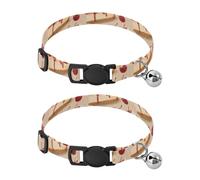 JUMBEAR Delicious Red Cake Dog Collar With Bell 2-Pack,Soft Adjustable Puppy Collar Pet Collars for Small Medium Dogs and Cats