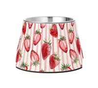 JUMBEAR Delicious Strawberries Stainless Steel Dog Bowls,Food and Water Non Slip Anti Pet Puppy Dishes for Small, Medium and Large Dogs Cats