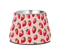 JUMBEAR Delicious Strawberries Stainless Steel Dog Bowls,Food and Water Non Slip Anti Pet Puppy Dishes for Small, Medium and Large Dogs Cats
