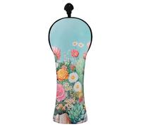 JUMBEAR Desert Cactus Flower Golf Club Head Cover for Driver/Fairway Woods/Hybrid,1Pack PU Leather Golf Headcover with Number Tag