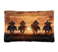 JUMBEAR Desert Troops Cowboy under Sunset Pet Bed,Non Slip Bottom Dog Crate Mattress Cat Dog Mat,Soft Comfortable Pet Cat Beds for Cats and Dogs Sleeping 36x24in